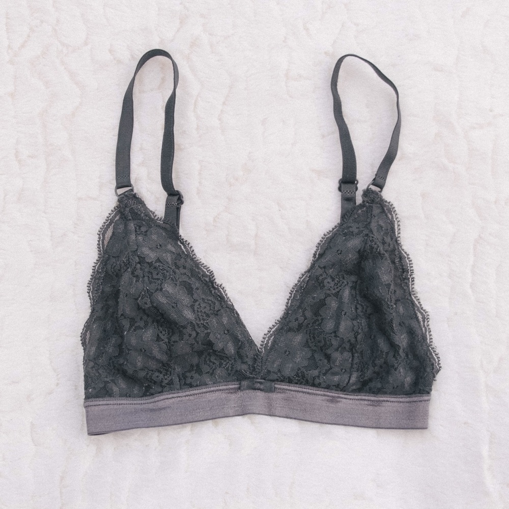 Gray Lace Unlined Bralette